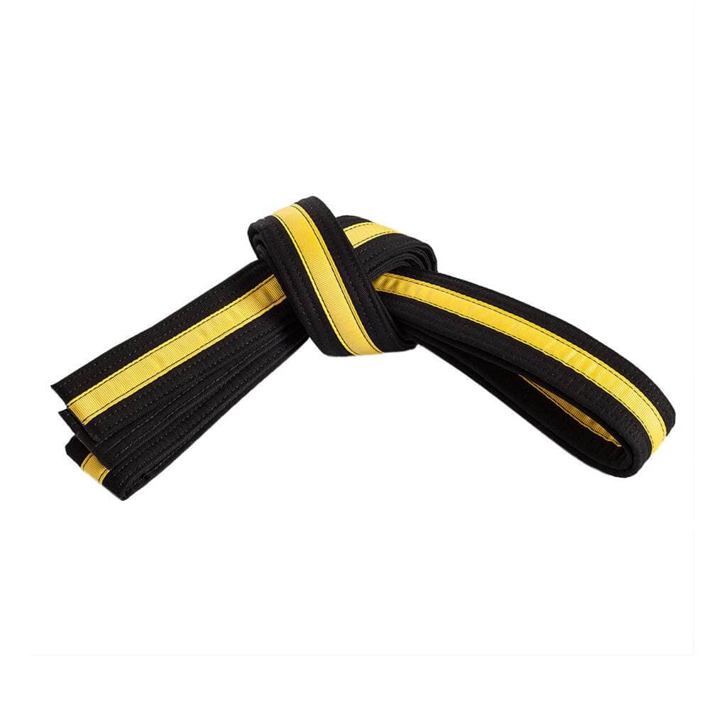 Century sporting goods Yellow / 1-ch med Double Wrap Striped Black Martial Arts Karate Belt
