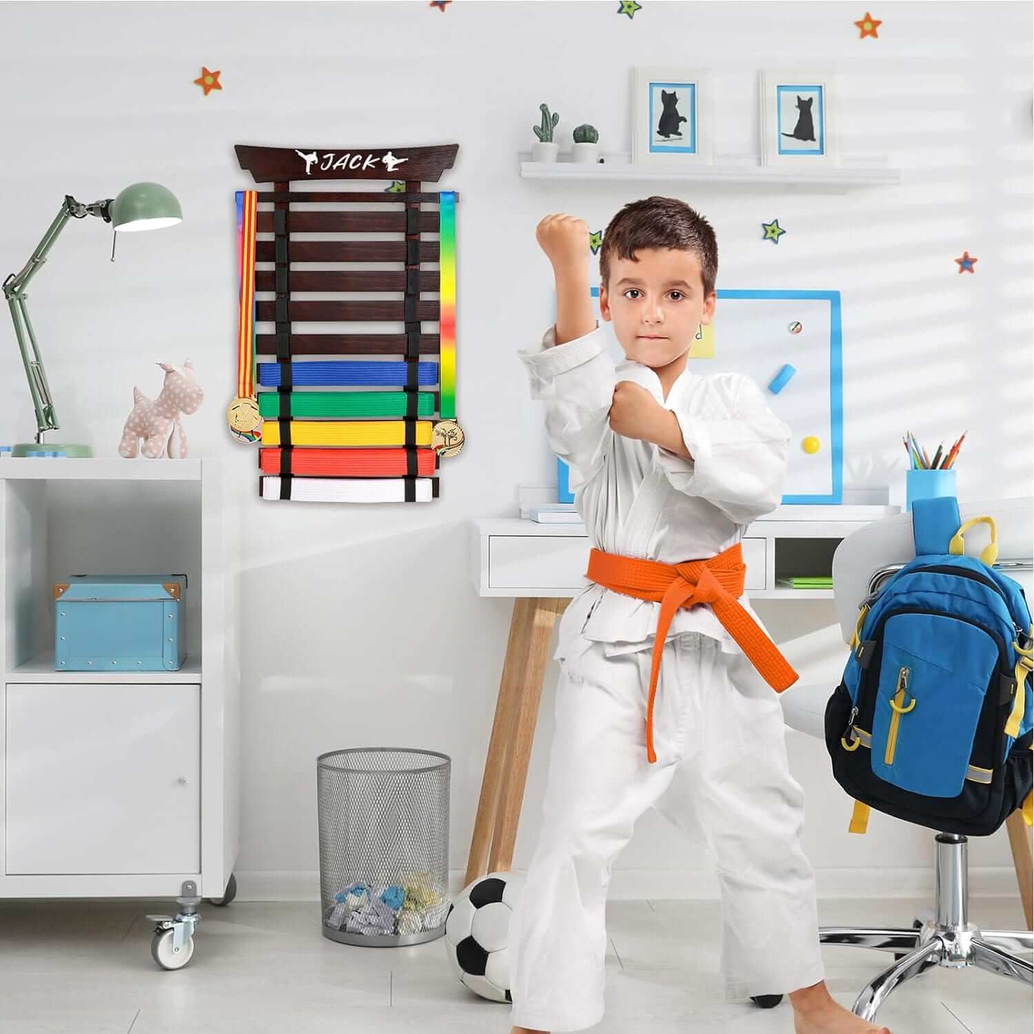 Eclipse Martial Art Supplies sporting goods 10 Belts Karate Belt Display Rack-Stickers Taekwondo Display