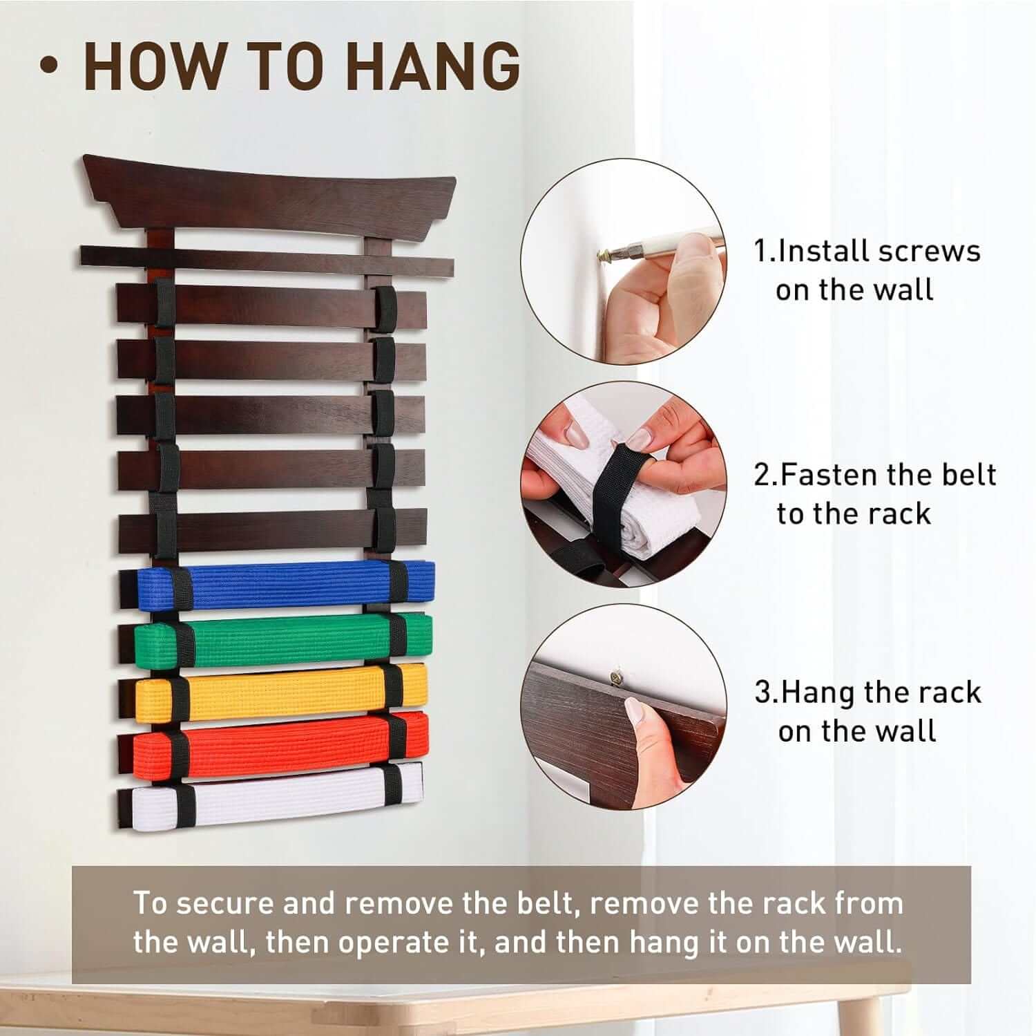 Eclipse Martial Art Supplies sporting goods 10 Belts Karate Belt Display Rack-Stickers Taekwondo Display