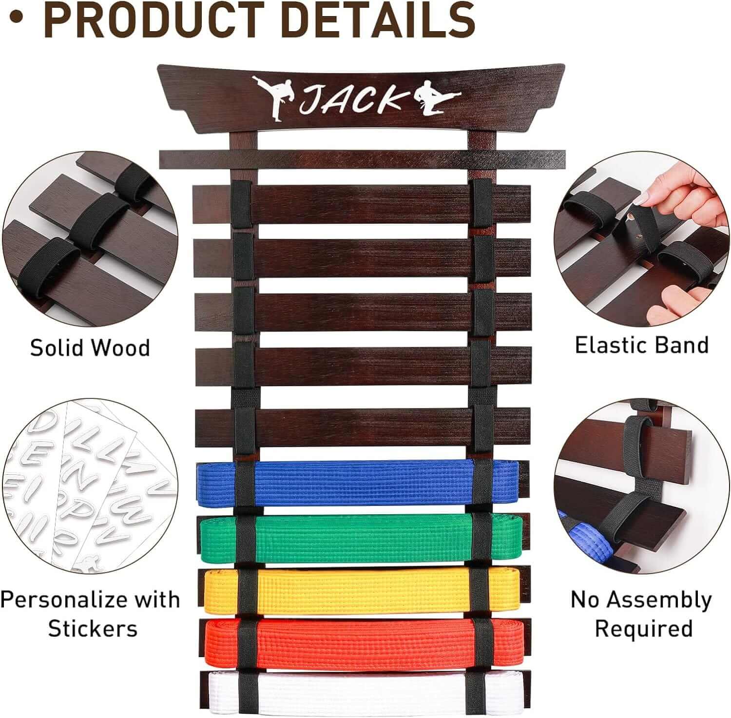 Eclipse Martial Art Supplies sporting goods 10 Belts Karate Belt Display Rack-Stickers Taekwondo Display