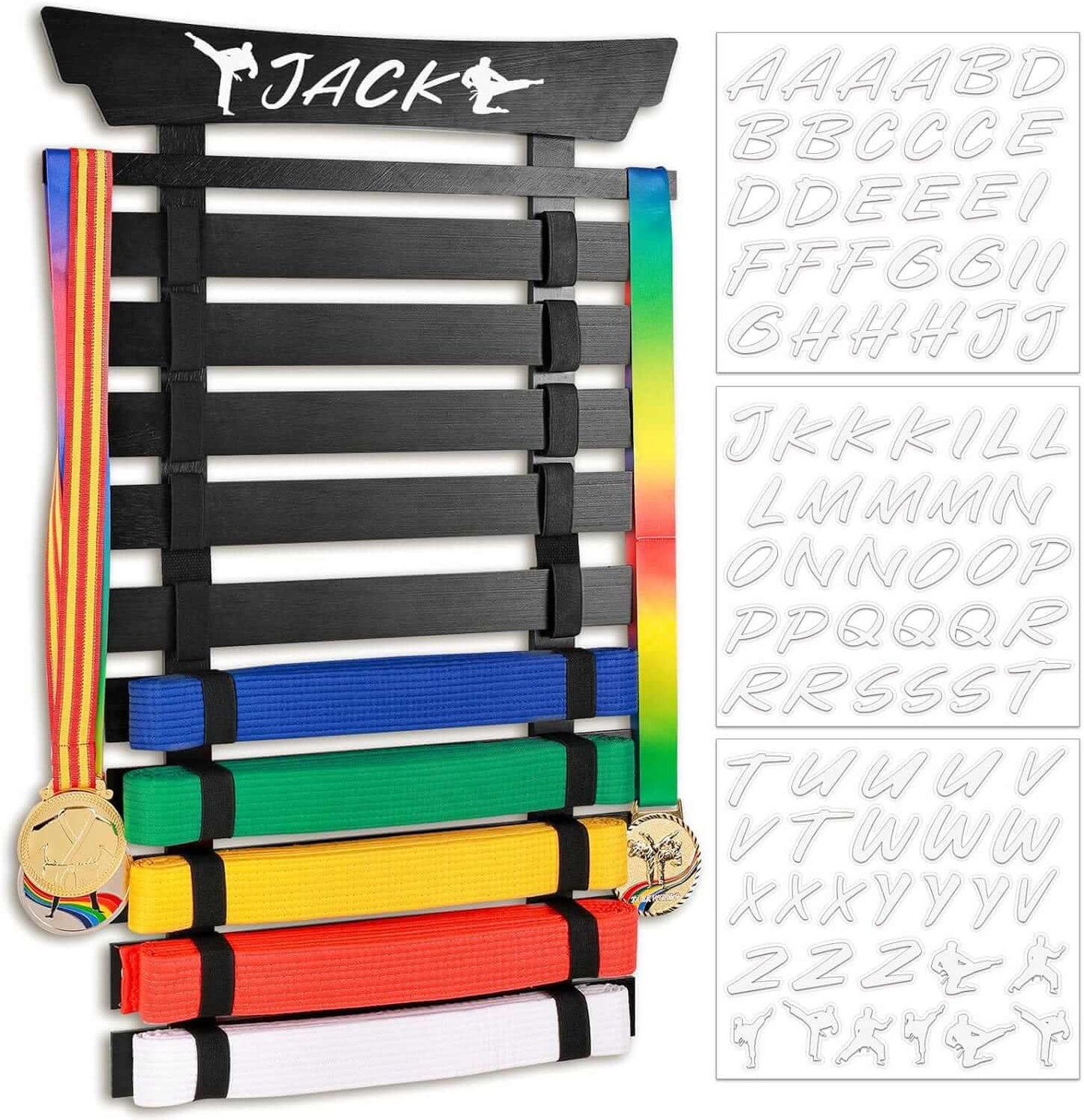 Eclipse Martial Art Supplies sporting goods Black 10 Belts Karate Belt Display Rack-Stickers Taekwondo Display