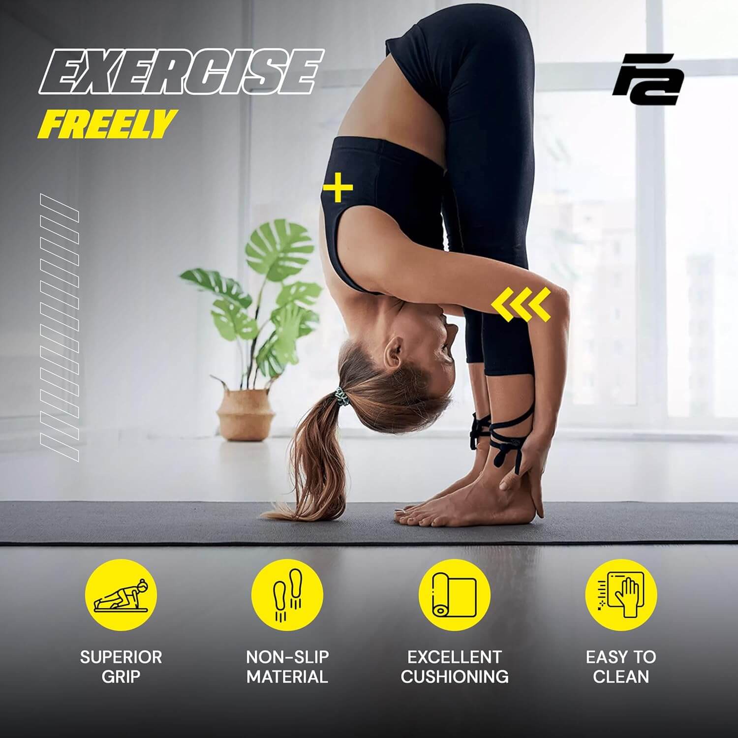 Eclipse Mats Fit Active Sports Large Exercise Mat 6' x 4' x 8mm Non-Slip Extra Wide Workout Mat for Home Gym,