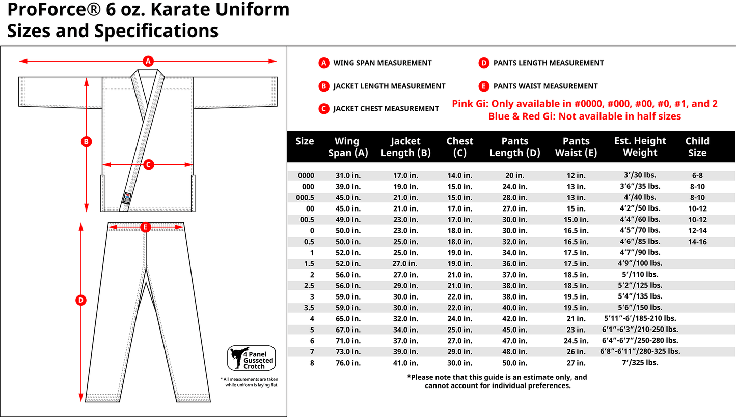 ProForce sporting goods ProForce 6 oz Karate Uniform Elastic Drawstring Pants poly cotton blend